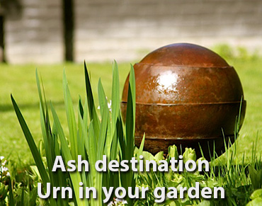Ash destination, cremation urn in your garden