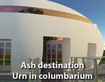 Ash destination, funeral urn in columbarium
