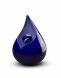 Teardrop shaped cremation ash urn 'Celest' blue