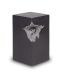 Ceramic urn with silver-coloured heart, matte black-grey