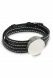 Leather bracelet black with stainless steel cremation ash holder