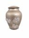 Cappuccino coloured crystal glass cremation urn with butterflies
