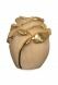 Rose cremation urn for ashes made of limewood with gold-coloured accents