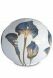 Porcelain urn for ashes 'Sfera' - Sapphire blue calla with gold-colored accents