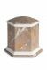 Porcelain cremation urn for ashes 'Esagono' | Brown marble motif