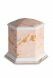 Porcelain cremation urn for ashes 'Esagono' | Pink marble motif