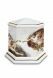 Porcelain cremation urn for ashes 'Esagono' | The Last Judgment with gold-colored edges