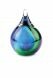 Crystal glass keepsake ashes urn 'Bubble' green / blue