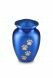 pet urn for ashes matte blue with gold-coloured paw prints in various sizes