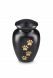 pet urn for ashes matte black with gold-coloured paw prints in various sizes