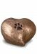 Heart shaped pet urn with pawprint