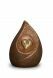 Teardrop-shaped pet urn with heart and paw print