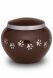 Brown pet urn with silver pawprints | Small