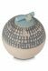Hand made ceramic keepsake urn with grey stripes