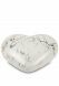 Semi-standing heart urn for ashes - white with gold nuances
