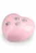 Heart-shaped pet urn for ashes pink with paw prints in various sizes