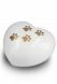 Heart-shaped pet urn for ashes white with paw prints in various sizes