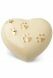 Heart pet urn with paw prints in several colours and sizes