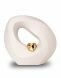 Matte white ceramic cremation urn with gold heart 'Infinity'