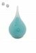 Frosted teardrop shaped glass pet urn with pawprints in several colours