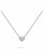 Silver memorial necklace Heart with zirconia