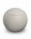 Small spherical ceramic urn for ashes 'Memento' satin white