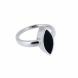 Silver cremation ashes ring 'Onyx navette'