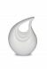 Small white teardrop cremation urn for ashes