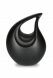 Black teardrop cremation urn for ashes