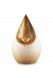Teardrop cremation urn for ashes with gold-coloured heart - white with gold leaf