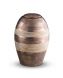 Ceramic urn brown/grey with coloured decorative stripes