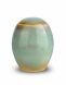 Ceramic cremation urn for ashes in blue-green shades