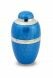 Blue brass cremation ashes urn with with silver band
