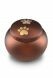 pet urn for ashes matte brown with 2 gold-coloured paw prints in various sizes