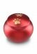 pet urn for ashes matte red with 2 gold-coloured paw prints in various sizes