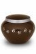 Brown pet urn with silver coloured pawprints | Large