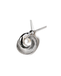 Silver (925) Ash Pendant 'Round' with Pearl