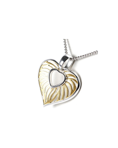 Silver (925) Ash Pendant Heart with gold accents