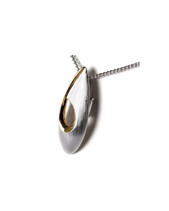 Silver (925) Ash Pendant Oval with gold accents