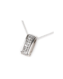 Cremation Pendant for Ashes Rectangle with zirconia stones | 925 silver