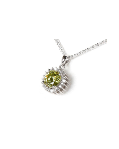 925 Silver Cremation Pendant for Ashes with green stone and zirconia stones