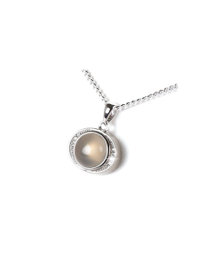 925 Silver Cremation Pendant for Ashes with Milky White Moonstone