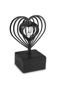 Sculpture urn for ashes 'Heart' with glass ashes pendant