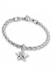 Cremation ash bracelet with star and zirconia