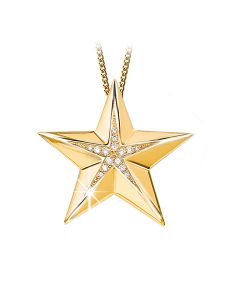 Ash jewel Golden Star with brilliants 0.13 crt