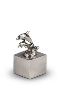 Sculpture ashes urn 'Dolphins riding the wave'