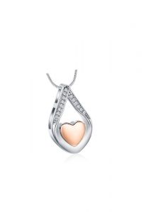 Ashes pendant with zirconia stones and rose gold-coloured heart