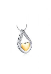 Ashes pendant with zirconia stones and gold-coloured heart