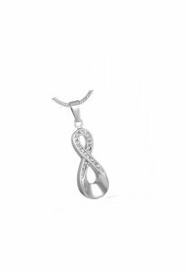 Stainless steel ashes pendant 'Infinity' with zirconia stones