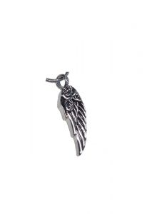 Stainless steel ashes pendant 'Wing with rose'